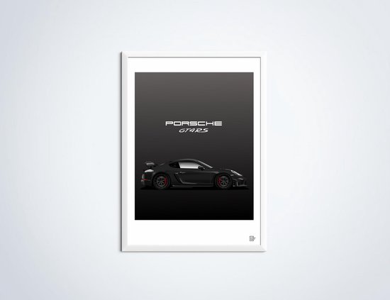 Poster Porsche GT4 RS Weissach Zwart - Poster voiture B2 (50 x 70 cm) | Chambre des enfants | Chambre à coucher | Bureau