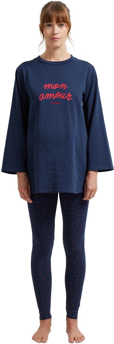 vertbaudet 2-delige pyjama voor zwangere vrouwen "mon amour" marineblauw