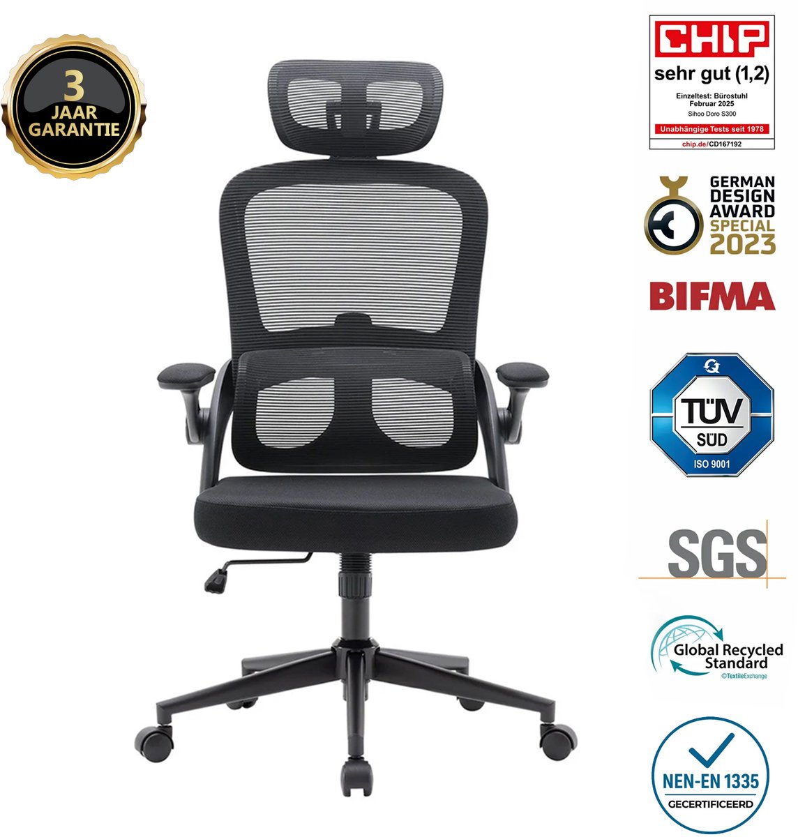 SIHOO M102C Ergonomische Bureaustoel - Verstelbare Hoogte, - SIHOO - €145,00