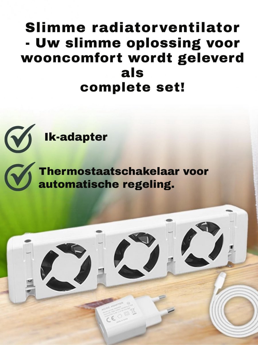 MMM® Ventilator Radiator - Speedcomfort - Ventilator kachel - Radiatorventilator voor Gietijzeren Radiatoren - met Thermostaat en Magneten