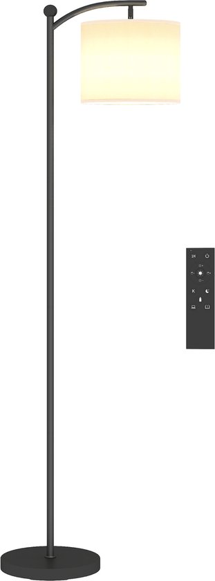 HOMCOM-Stehlampe-Metall, Stoff-54, 3L x 30,6W x 159,6H cm-Noir+Crèmeblanc