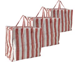 Opbergtas met Rits 80L – 3 Stuks Grote Opbergtassen voor Dekbedden, Kleding & Kerstboom – Big Shopper XL – Verhuis Opbergtas
