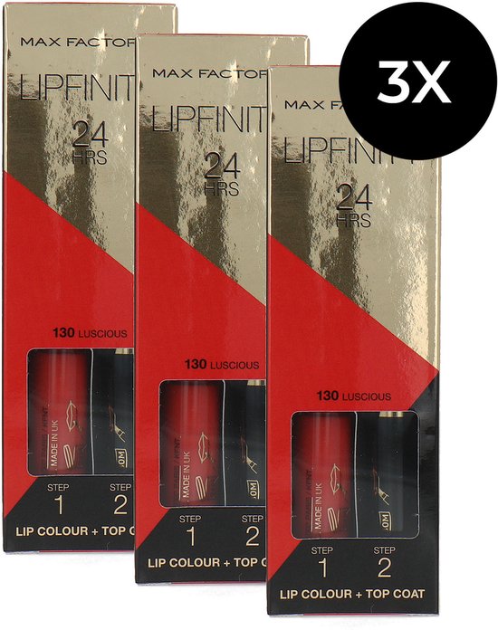 Max Factor Lipfinity 24HRS Lip Colour - 130 Luscious (Set van 3)