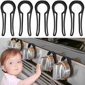 fornuisknopsloten voor kinderveiligheid - Kachelbescherming voor kinderen - Veilige ovenknopafdekkingen - Kindersloten - Zonder Boren - Veiligheid Van Kinderen - Keukengereedschap - Set van 5 - Zwart