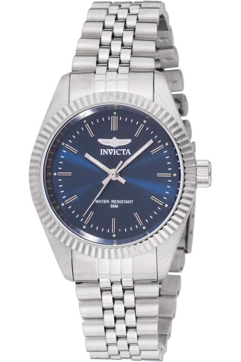 Invicta Specialty 49312 Dames Horloge - Waterdicht - Analoog - Quartz Uurwerk - Roestvrij Staal met blauwe Wijzerplaat - 36mm