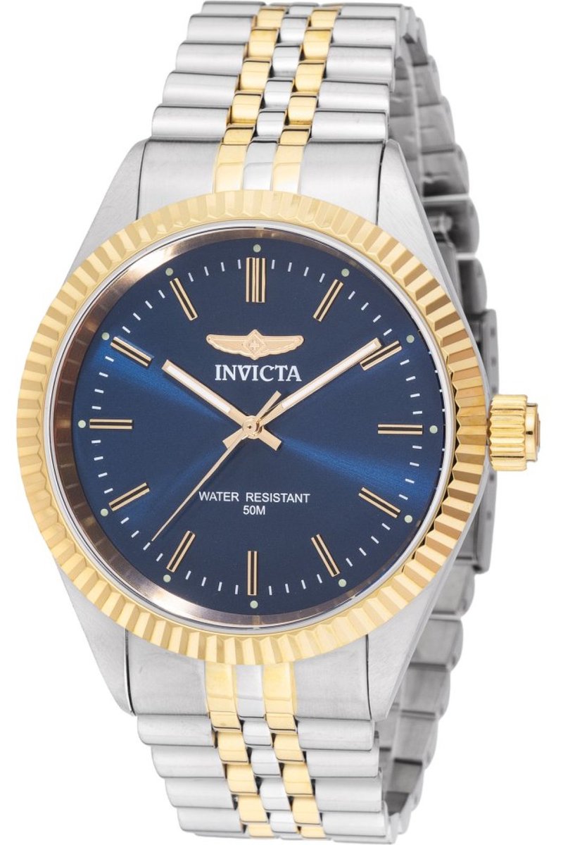 Invicta Specialty 49316 Heren Horloge - Waterdicht - Analoog - Quartz Uurwerk - Roestvrij Staal met blauwe Wijzerplaat - 43mm