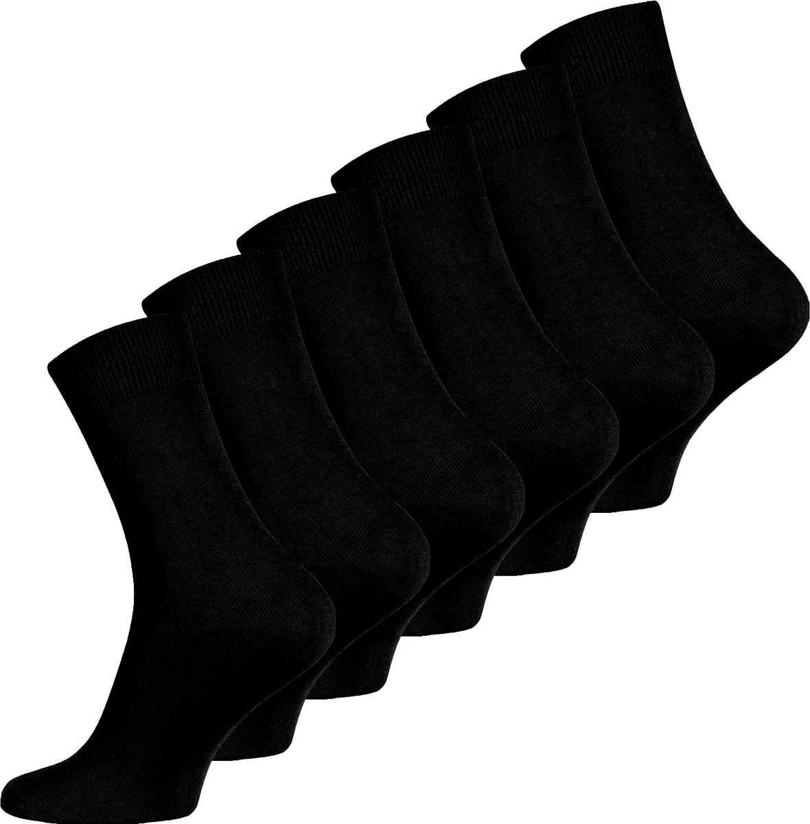 6 Paar PREMIUM Bamboe Sokken Heren, Zacht, Ademend - Zwart 40/45