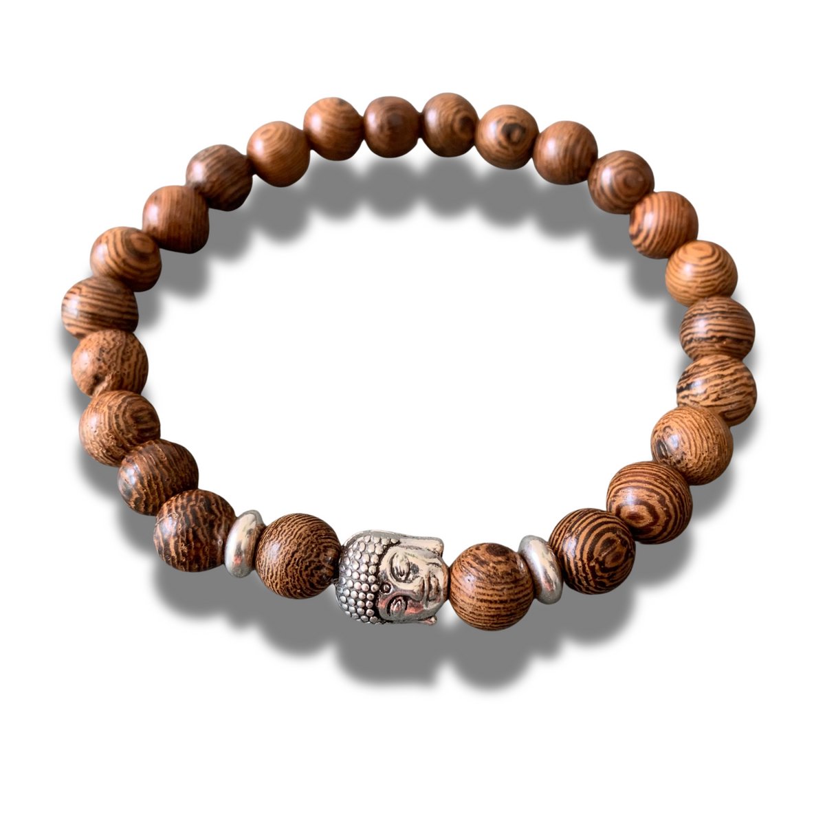 Armband - hout - Buddha teken - Boeddha - 8 mm 19,5 cm