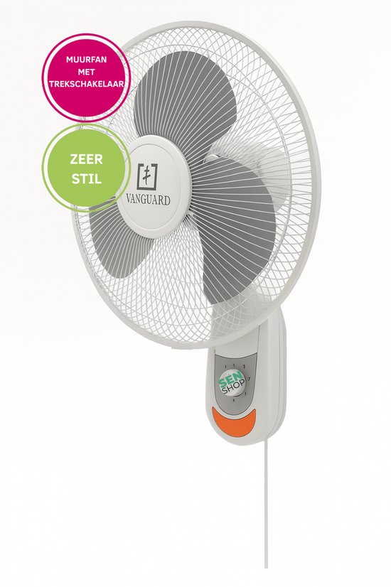 Wandventilator 40 cm 40W Stil Muurventilator 3 Snelheden Oscillerend Energiezuinig Wit