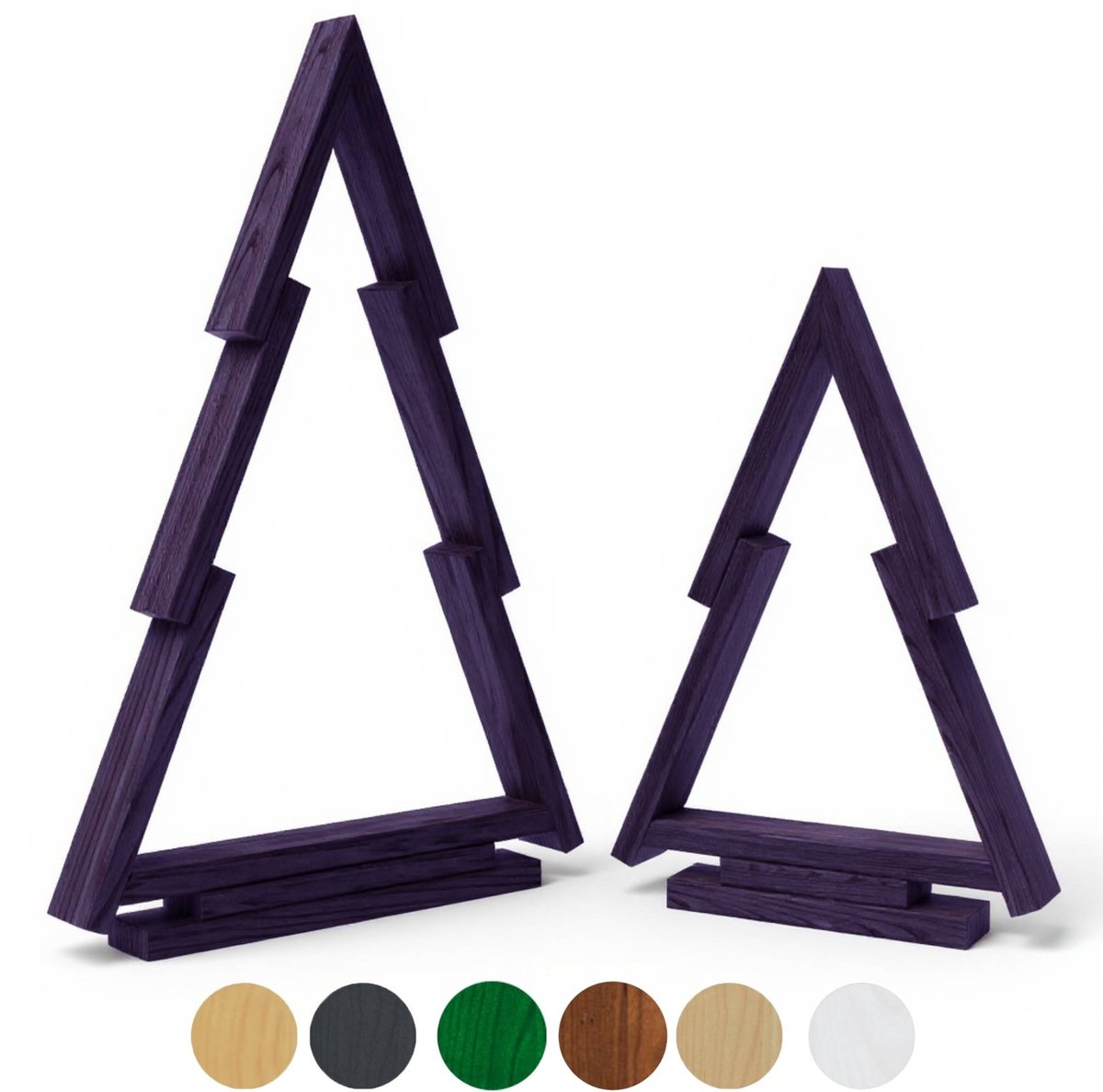 be4nature Houten Kerstboom Set 2 stuks (38 & 55 cm) - Grijs, Moderne Kerstboom
