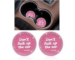 2-Pack Glitter Onderzetters voor in de Auto — 2,75 inch — Antislip — Kristal Strass — Roze — Universeel Decoratief Accessoire