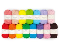 Micha Yarns - 15 bollen haakkatoen pakket - 100% katoen haakgaren - 15 x 50gram - Cotton Candy - Technicolor (001)