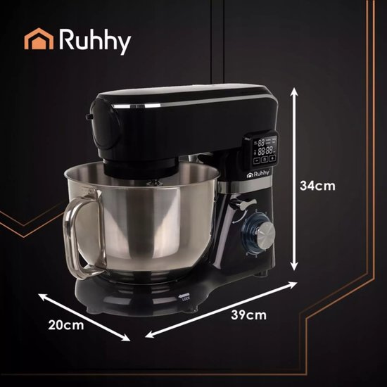 Ruhhy keukenmachine 6,2L verwarmde kom + blender 2300W – mixer, blender, vleesmolen en pastamaker van Ruhhy — afbeelding 5