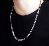Cuban Link Ketting | Zilverkleurig | 55cm | 5mm | Ketting Heren