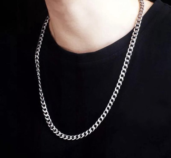 Collier à maillons cubains | Couleur argent | 55 cm | 5mm | Collier Messieurs