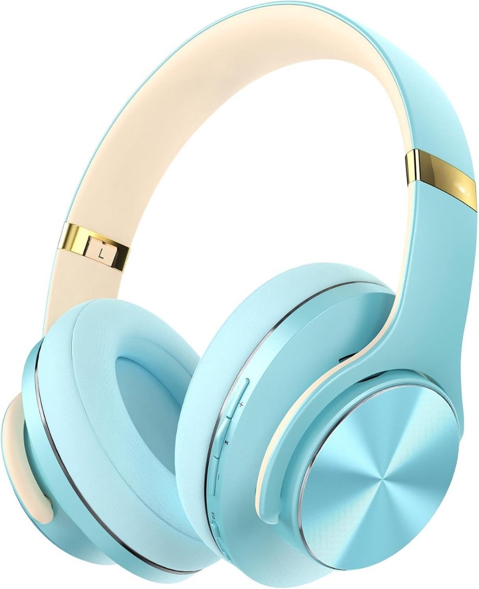 MMM® Headset met Microfoon Draadloos - Headset Draadloos - Draadloze Koptelefoon met Microfoon - Ruisonderdrukking - Kristalblauw