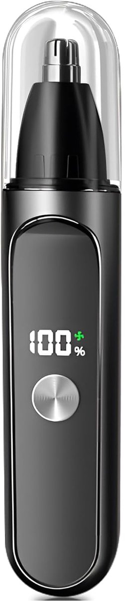 Neustrimmer - Elektrische neushaartrimmer -Draagbare neushaartrimmer - USB-oplaadbaar - LED-scherm - dubbelzijdig roterend - roterend mes van roestvrij staal - voor - mannen en vrouwen - zwart