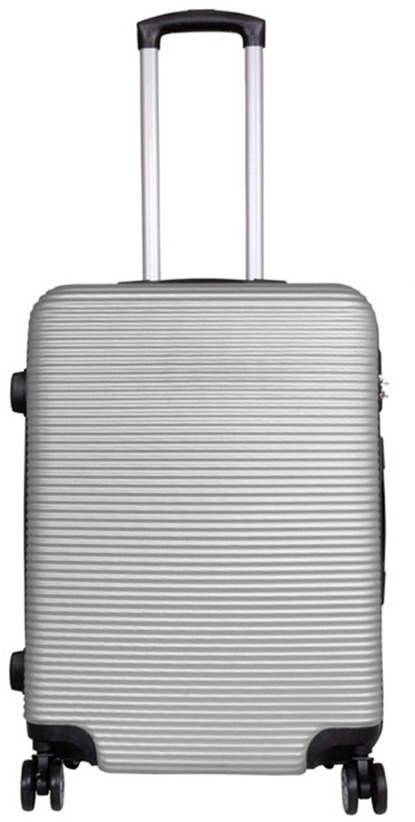 Koffer Malaga - Reiskoffer met cijferslot op 4 dubbele zwenkwielen - ABS - 66 Liter -Zilver Grijs - Maat M ca 66x46x27 cm - Ruimbagage