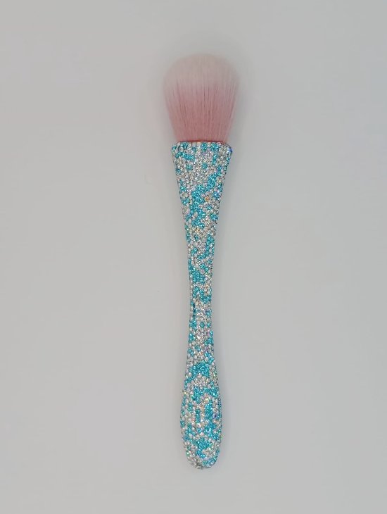 Foto: Zaaz luxe glitter blush poederkwast turquoise bronzer make up brush uniek kristallen design 7 kleuren gratis fluwelen bewaartasje