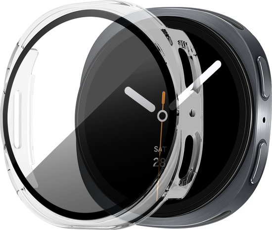 Bandz PC hard case hoesje met screenprotector - geschikt voor Samsung Galaxy Watch 8 - 44mm - beschermhoes van hard plastic - full cover (transparant)