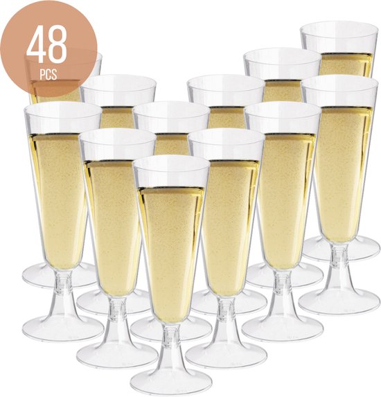Verres à Champagne en Plastique OTIX - Réutilisables - 48 pièces - 150ml - Transparent - Plastique