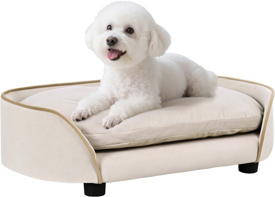 PawHut-Huisdierenbank-66x43x19.5cm-Velours-Beige