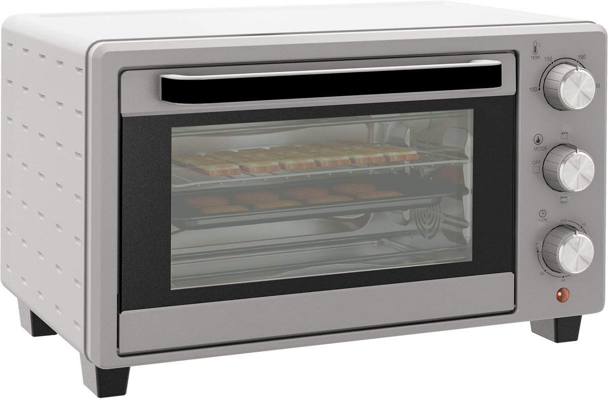 HOMCOM-Minibackofen-Metall, Edelstahl-46L x 38,5B x 29H cm-Silber