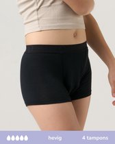 Moodies Undies - sous-vêtement menstruel (Jeune) - Bamboe Boyshort - gousset lourd - Zwart - taille XS (152/158)