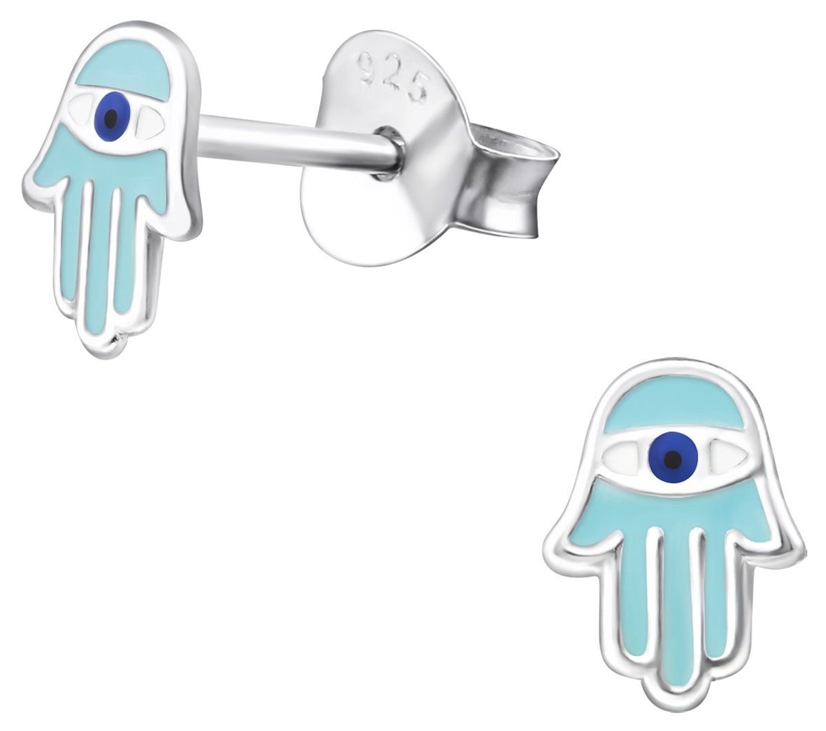 Oorbellen - Kinderoorbellen - 925 Sterling Zilver - Zilver - Hamsa