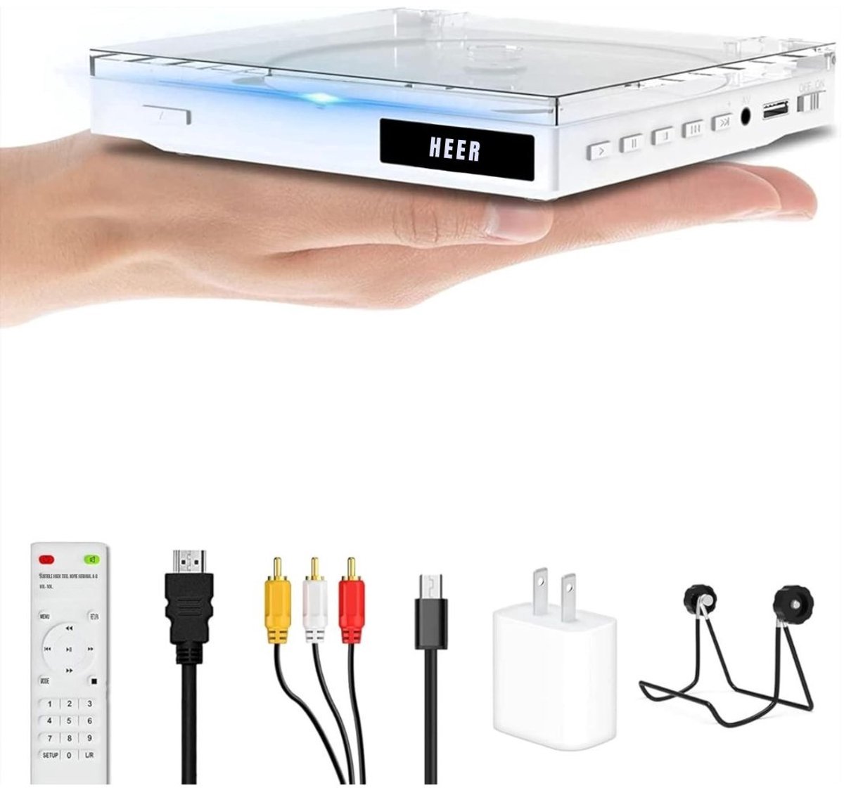 Thuys – DVD Speler Met HDMI – Externe Dvd Speler – Blu Ray – 15cm x 13cm x 3cm – Wit