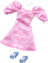 Bol.com Barbie Kleding Outfit en Accessoires - Roze Jurk met Blauwe Hakken en Ketting aanbieding