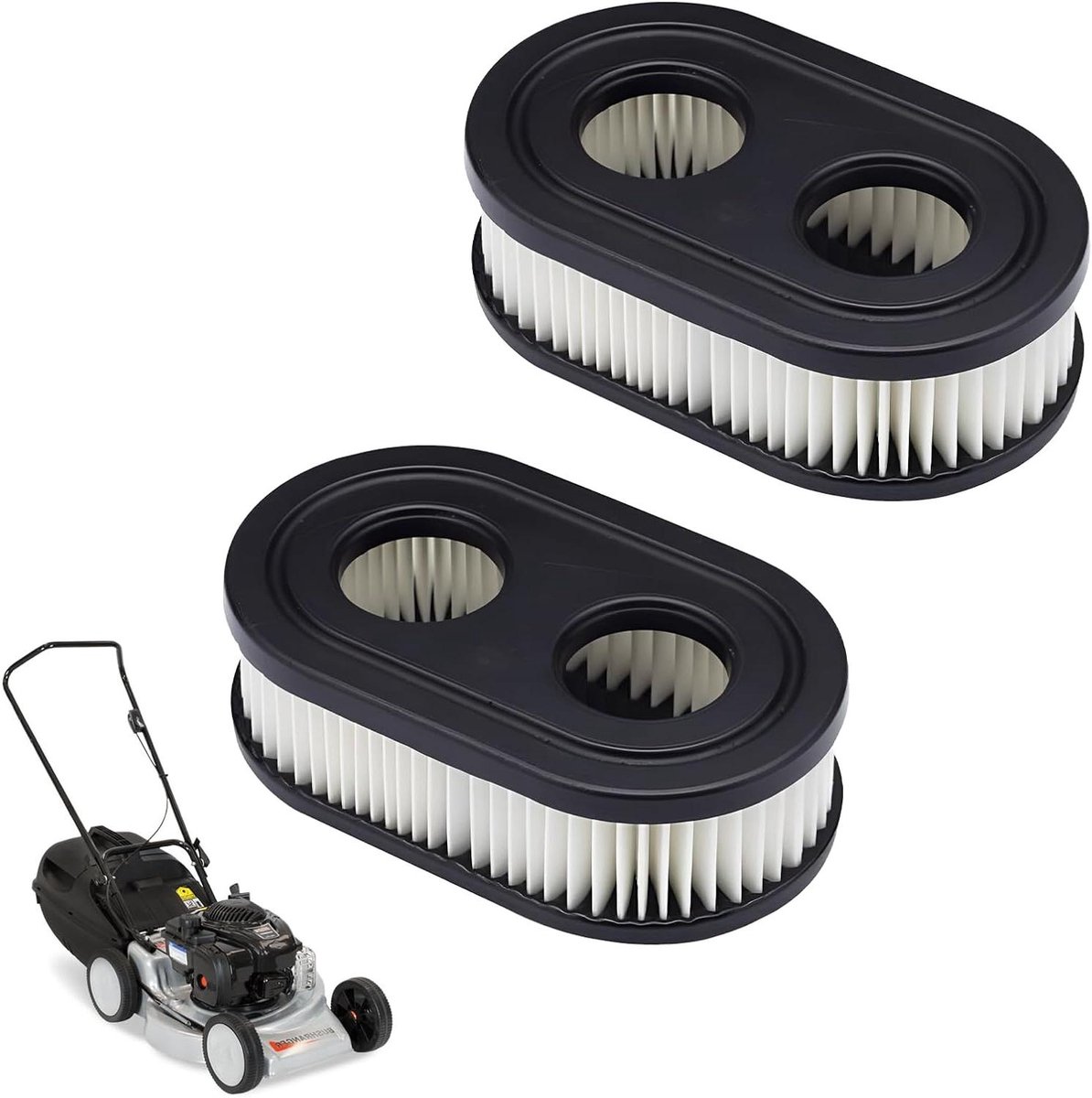 Allecto Plus - Luchtfilter grasmaaier, 2 stuks, voor Briggs Stratton, vervangbaar, luchtfilter voor grasmaaiers, effectief en duurzaam.
