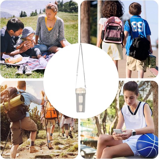 Water Bottle Carrier with Strap, Lightweight Bottle Holder Bag, 31.5x2.76 Inches Adjustable Portable Mug Lanyard, Convenient Hands Drink Storage for Gym, Hiking and Travel — afbeelding 4