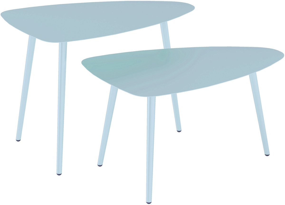 Outsunny Koffietafelset-Staal-65x45x45cm-Lichtblauw