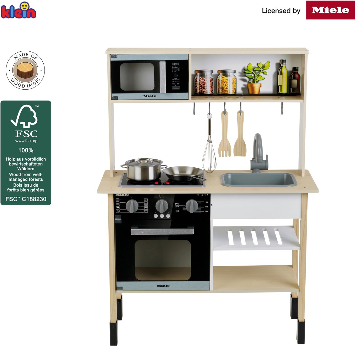Klein Toys - Miele Houten speelgoedkeuken - 70x30x91 cm - incl. licht en geluidseffecten - hout — afbeelding 5