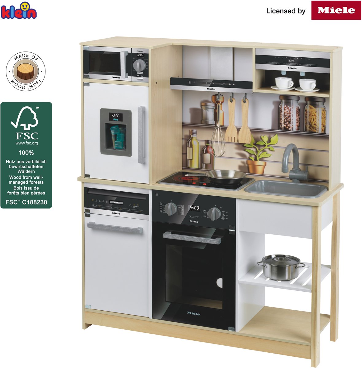 Klein Toys - Miele familiekeuken - 83.5x30x101 cm - incl. licht en geluideffecten - hout — afbeelding 6