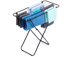 Droogrek Staand Metaal Zwart Opvouwbaar 93x43x88 cm - Droogtoren - Wasrek - Washanger