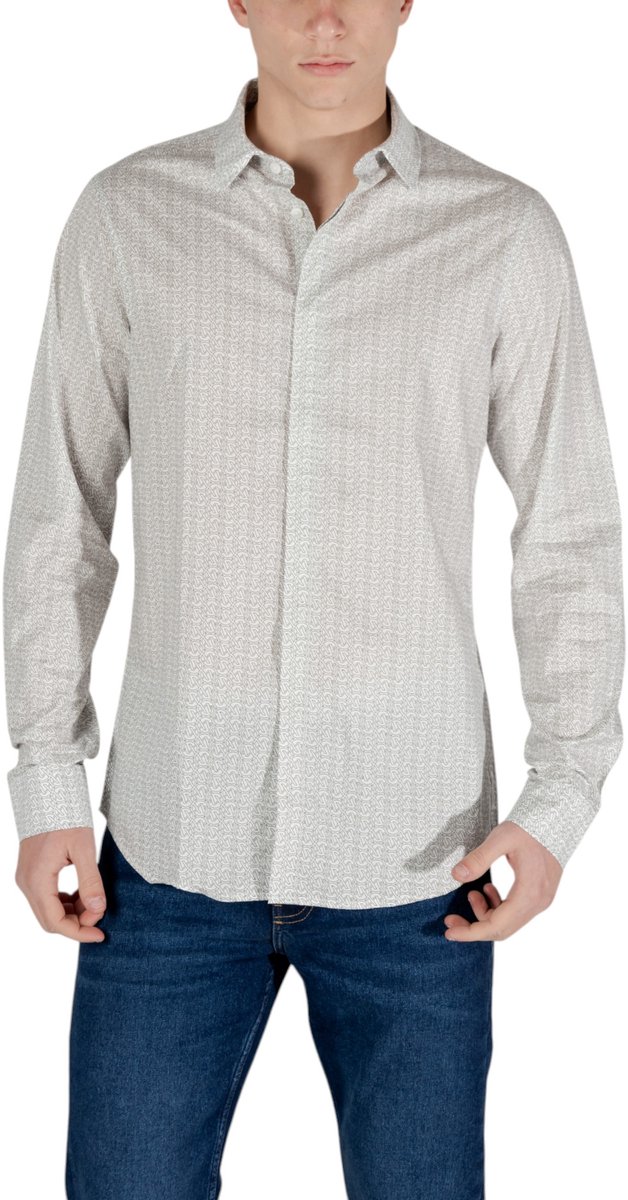 AX Logo Print Shirt Long Sleeve - Beige