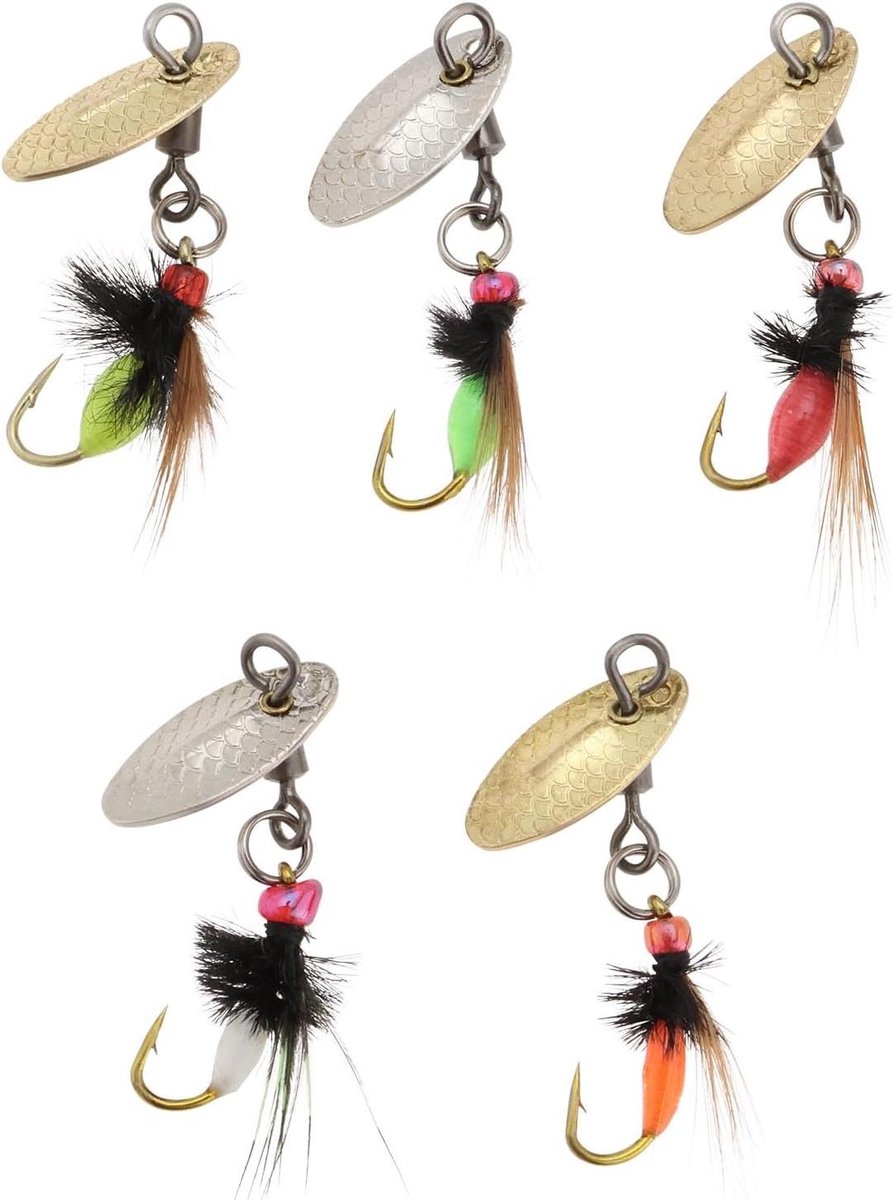 Allecto Plus - Set van 5 Bionic Vliegvis Lokt Met Spinner voor Bass, Forel en Snoekvangst