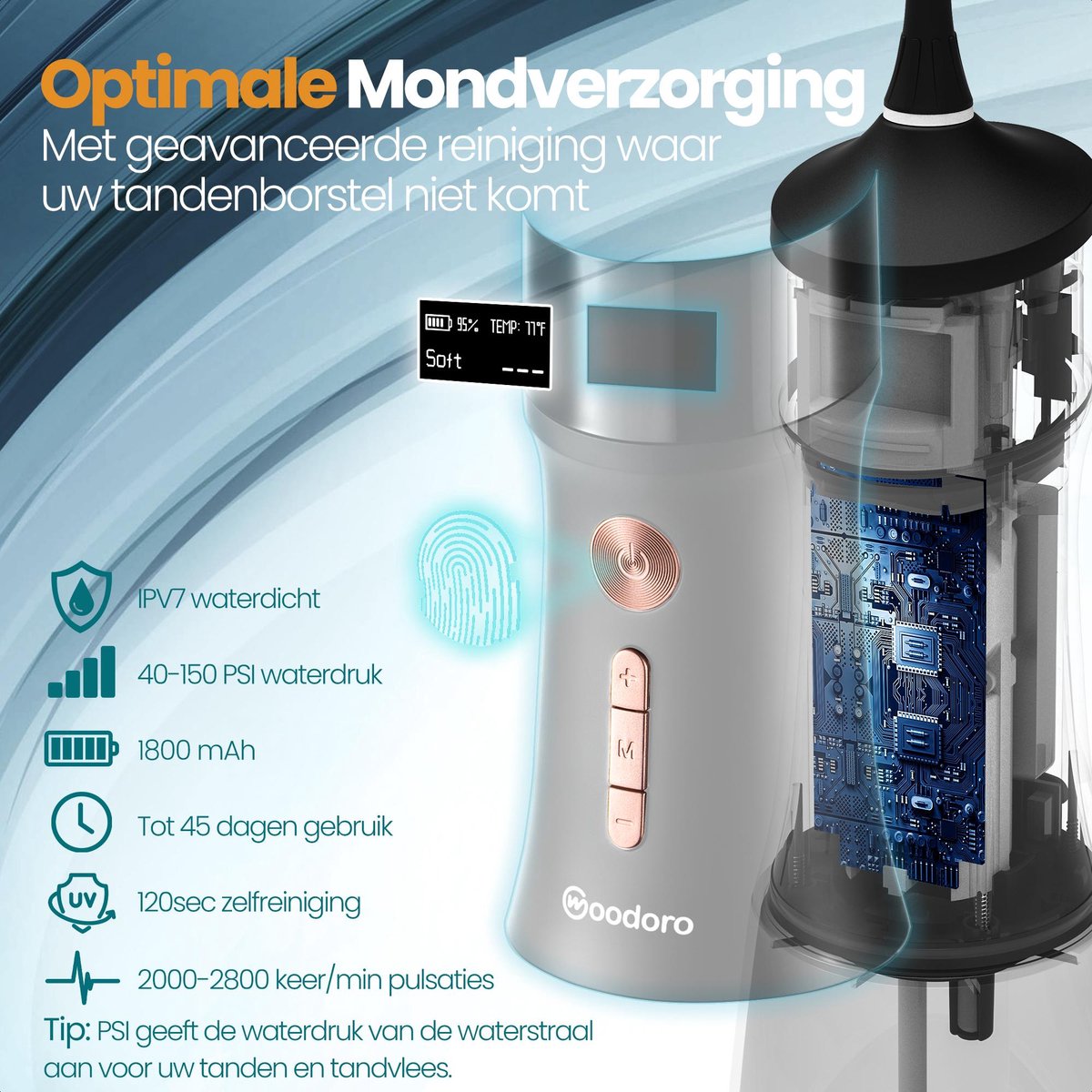 Monddouche Waterflosser Draadloos 45 Dagen - 12 Standen thumbnail 3