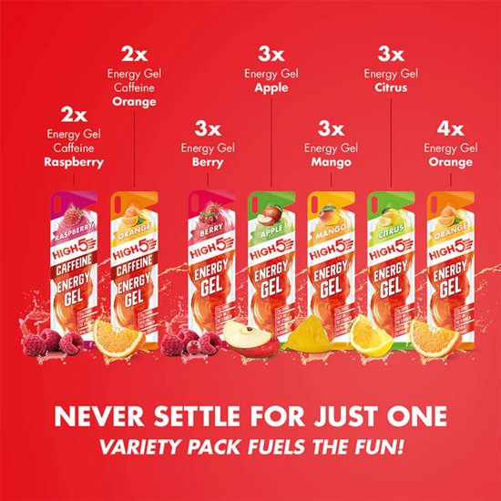 HIGH5 - Isotonic Energiegel - 20 x 40ml - Variatie pack bundel - Diverse Smaken - 4x Caffeine gel & 16x standaard gel - Isotone Sportgel — afbeelding 3