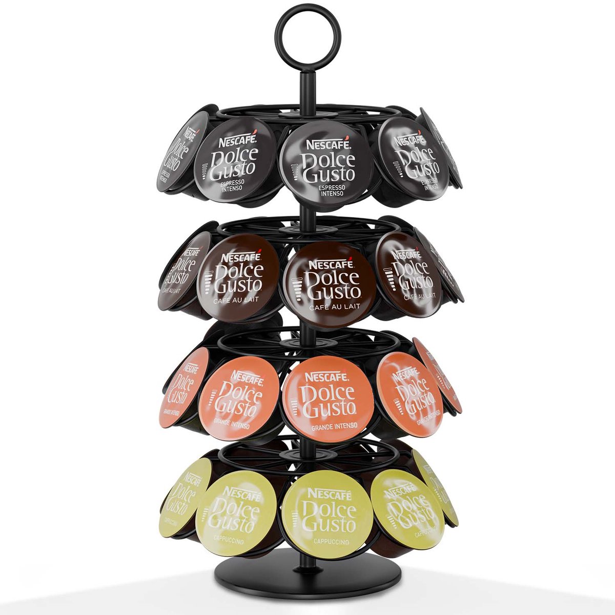 ACROPAQ Capsulehouder Dolce Gusto - Capsule houder 36 koffiecapsules - 360° draaibaar - Hoogwaardig metaal - Capsulehouders Dolce Gusto - Cuphouder - Zwart