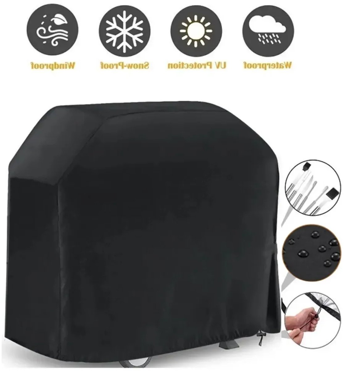 Barbecue Hoes - 145 x 61 x 117cm - BBQ Waterdicht - Beschermhoes met Elastische Band & Klikgesp - BBQ Accesoires