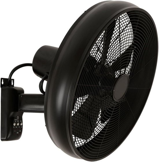 Wandventilator Zwart 50W Stil Oscillerend Muurventilator Met Afstandsbediening Ruimtebesparend