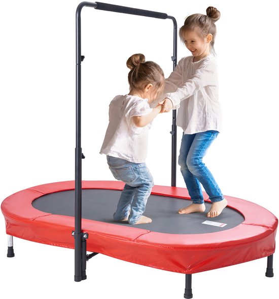56x36 Inch Kindertrampoline, Opvouwbare Minitrampoline voor Binnen En Buiten met Handvat, Rebounder, voor Kinderen Vanaf 3 Jaar, Jongens En Meisjes, Rood