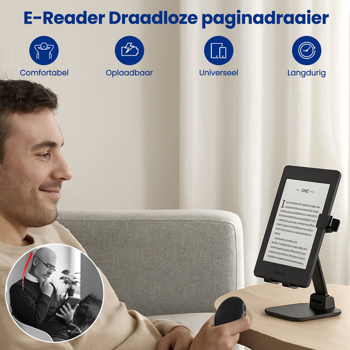 Télécommande De Défilement Sans Fil – Anneau De Scroll Compact 4,2 Cm, Compatible Téléphone, Tablette, Liseuse, Selfie