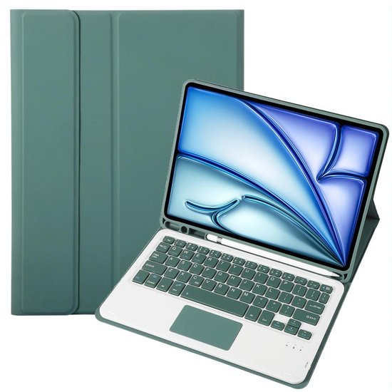 Étui pour tablette Mobigear compatible avec Apple iPad Air 11 pouces (2025) | Bookcase avec clavier Bluetooth QWERTY Mobigear Keys + porte-stylet - Vert