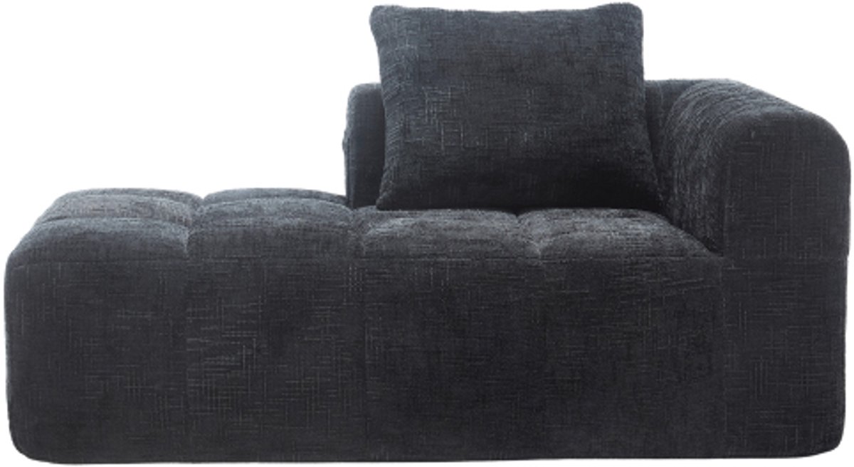 Comfortabele chaise longue bank, geen montage nodig, zachte bank met kussens, zijvakken voor afstandsbediening en mobiele telefoon, netjes en stijlvol, zwart