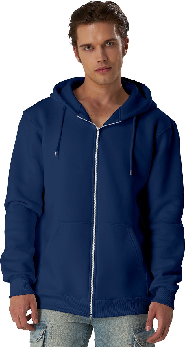 Smith & Solo hoodie heren met rits - vest met capuchon - sweatvest - Marineblauw XXL