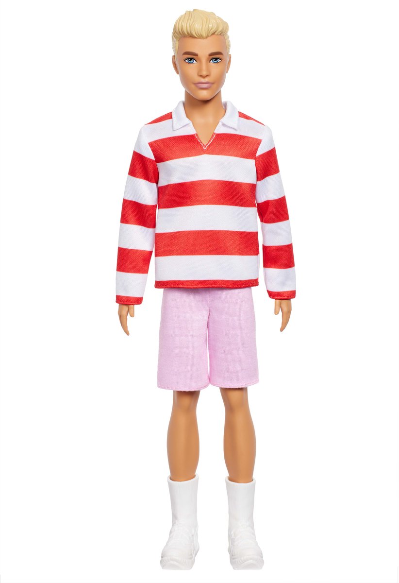 Barbie Fashionistas Ken Pop - Blond haar en rood-wit gestreepte polo — afbeelding 9